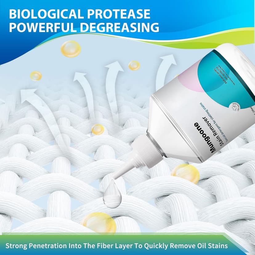 Mungoone Clothes Grease Stain Remover, Newborn & Baby Essentials, Laundry Stain Treatment, Stain Remover for Oil Grease, Ink Stains, Foods & Vegetable Stains, Makeup, Grass, Coffee, & More, 8 Fl Oz