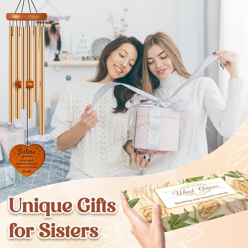 Sisters Gifts from Sister, Sister Birthday Gifts Wind Chime, Bestie Gift for Women, Unique Sisters Gift for Birthday, Christmas, Mothers Day, Wedding, Graduation, Garden Decoration