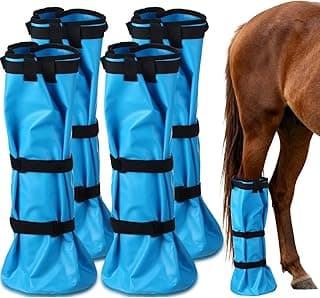SilTriangle 4 Pcs Easy Use Hoof Soaking Boot for Horse Soaker Bag, Hoof Care Treatment Bucket with EVA Pad and Elastic Band, 2 Pairs Horse Soaker Bag for Common Equine Hooves Ailment Problem