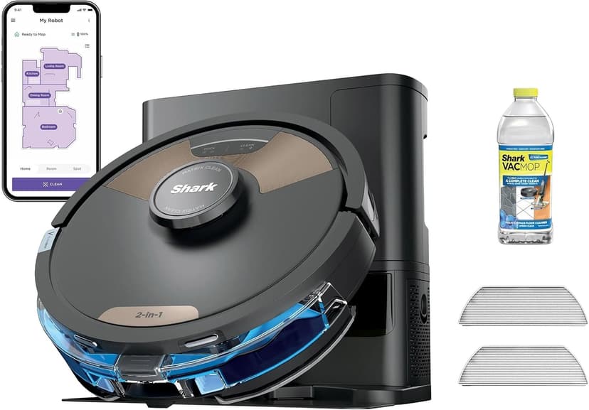Shark Matrix Plus 2-in-1 Robot Vacuum & Sonic Mop, Home Mapping, HEPA Bagless Self Empty Base with 30-Day Capacity, CleanEdge, for Pet Hair, WiFi, UR2650WS (Renewed)