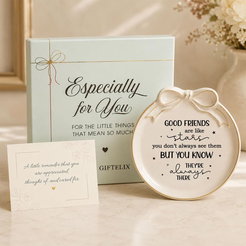 Jewelry Tray with Bow - Good friends are like stars - Gifts for Friends, Bestie, BFF, Sisters - Decorative Trinket Dish - Birthday Gift for Women - Friendship Gifts - Sentimental Keepsake B0GXKCKVR7