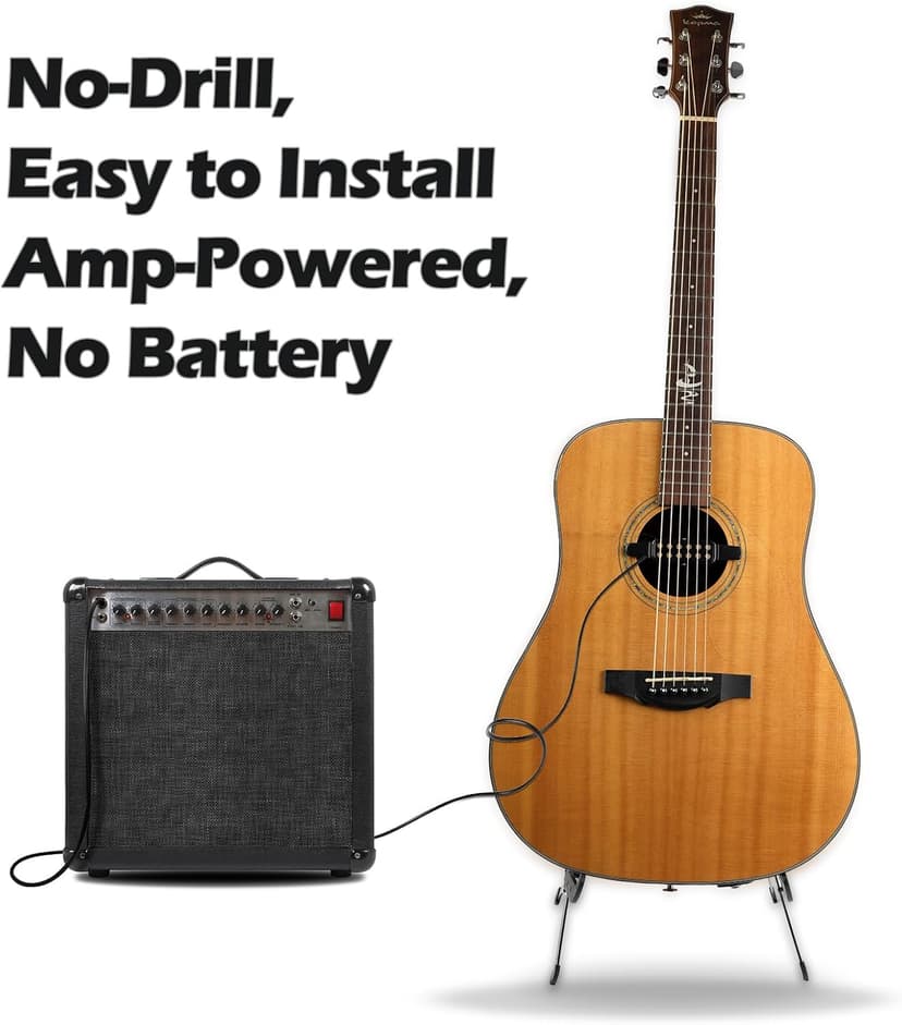 GOGHOST Clip-On Guitar Pickup for Steel-String (Not for Classical) Acoustic Guitar Pickups for 38-42 in Electric Pick Up Transducer Amplifier, Cable Length 10ft