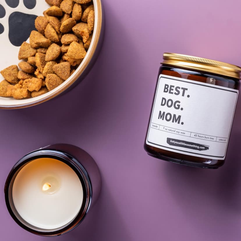 Best Dog Mom Lavender Vanilla Scented Candle, 100% Soy Wax, Long Lasting, 9oz - Dog Mom Gifts for Women - New Puppy Funny Present Idea for Pet Owner