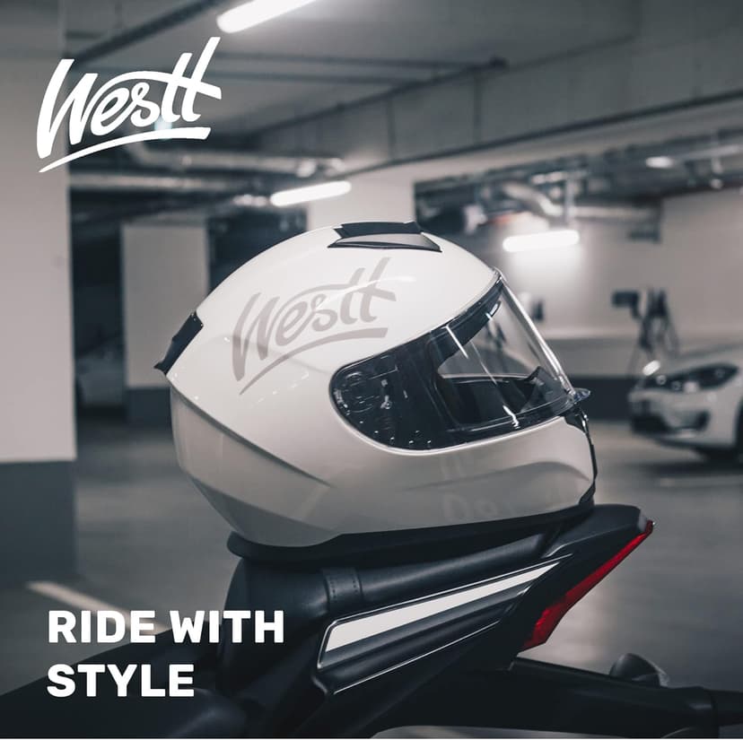 Westt Motorcycle Helmets Full Face Helmets - Street Bike Helmet with Dual Visor DOT Approved for Men Women Adults Compact Lightweight Storm X Grey Black White (Black, L (23.23-23.62 in))