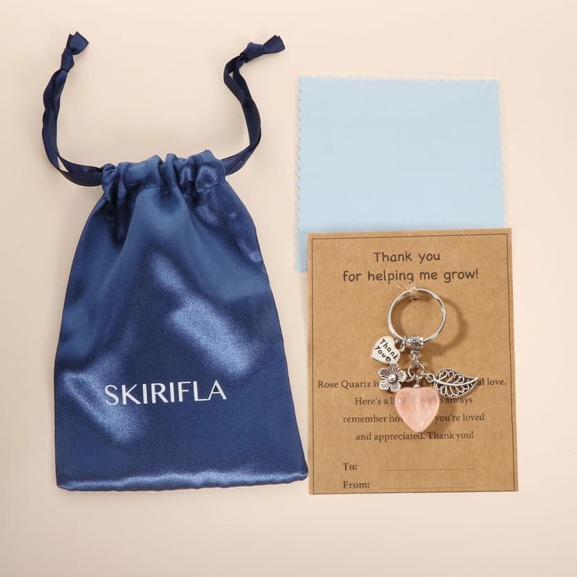 Teacher Appreciation Natural Crystal Keychain, Christmas Valentines Day Thank You for Helping Me Grow Teacher Gifts