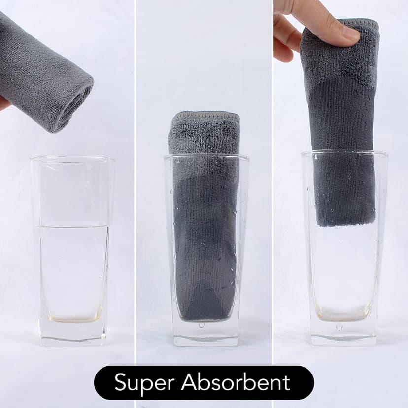 SINLAND Microfiber Facial Cloths Fast Drying Washcloth 12inch x 12inch Grey 6 pack …