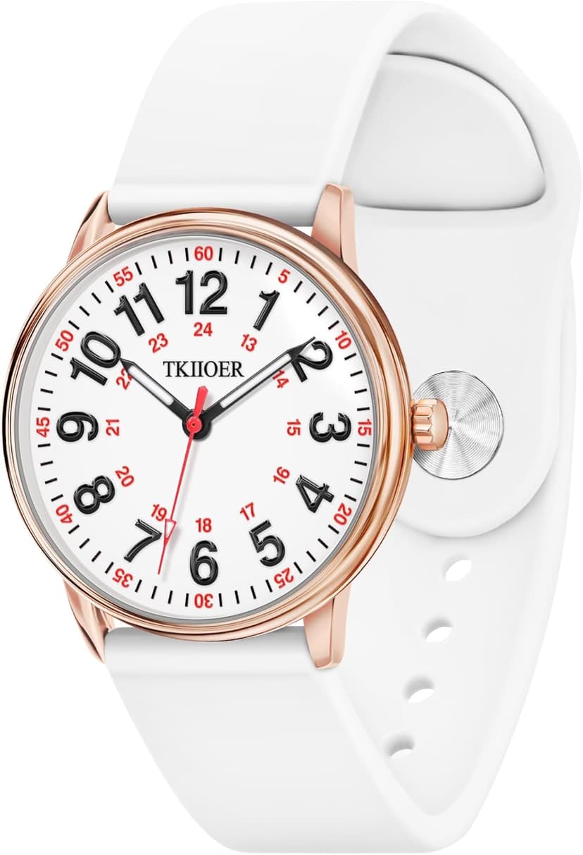 TKIIOER Nurse Watch for Nurse Medical Professionals Students Women Men, 50M Waterproof 12/24 Hour Military Time Luminous Easy Read Dial, Second Hand Watch for Nursing