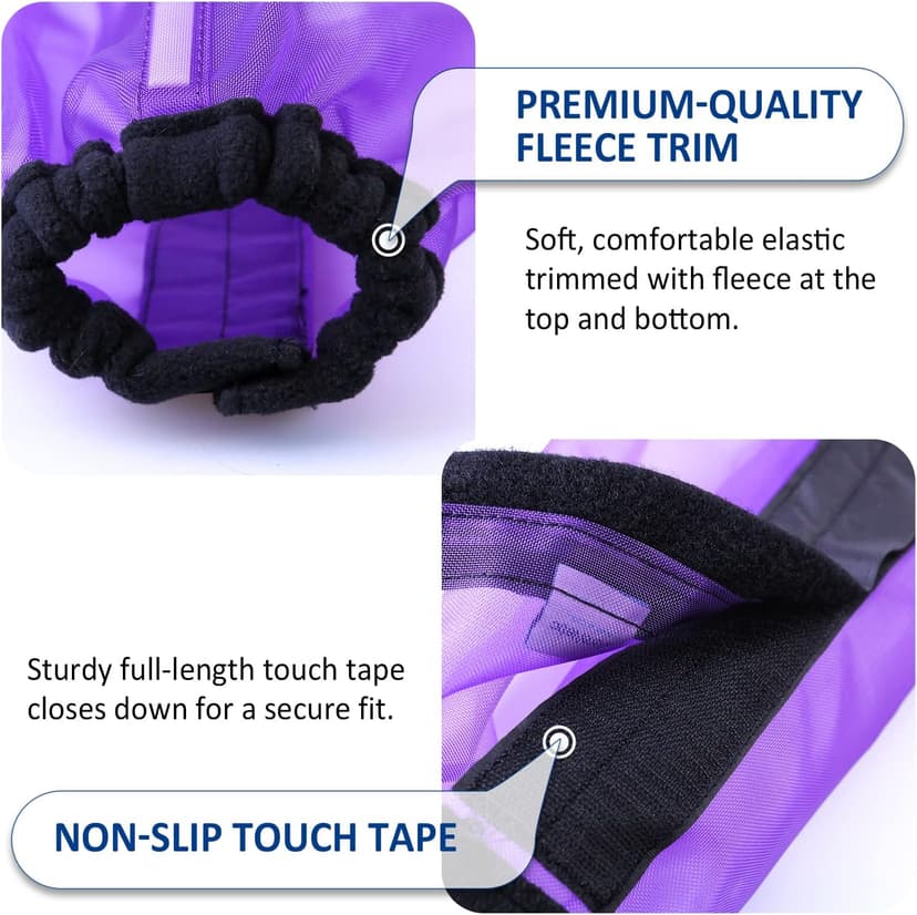 CareMaster Universal Size Horse Leggings Fine Mesh Horse Fly Boots Greatly Reduce Stomping Breathable Horse Boots Leg Wraps (Set of 4) Purple