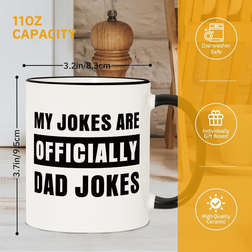 Aurahouse New Dad Gifts First Time, Officially Dad Jokes Mug, Pregnancy Announcement for Husband Funny, Daddy to Be Gifts for 1st Time Dads Birthday Baby Shower Fathers Day, Expecting Father Gift