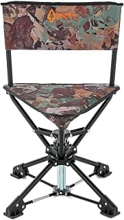 ARROWHEAD OUTDOOR 360° Degree Swivel Hunting Chair Stool Seat, Perfect for Blinds, No Sink Feet, Supports up to 450lbs, Carrying Case, Steel Frame, Fishing, High-Grade 600D Canvas