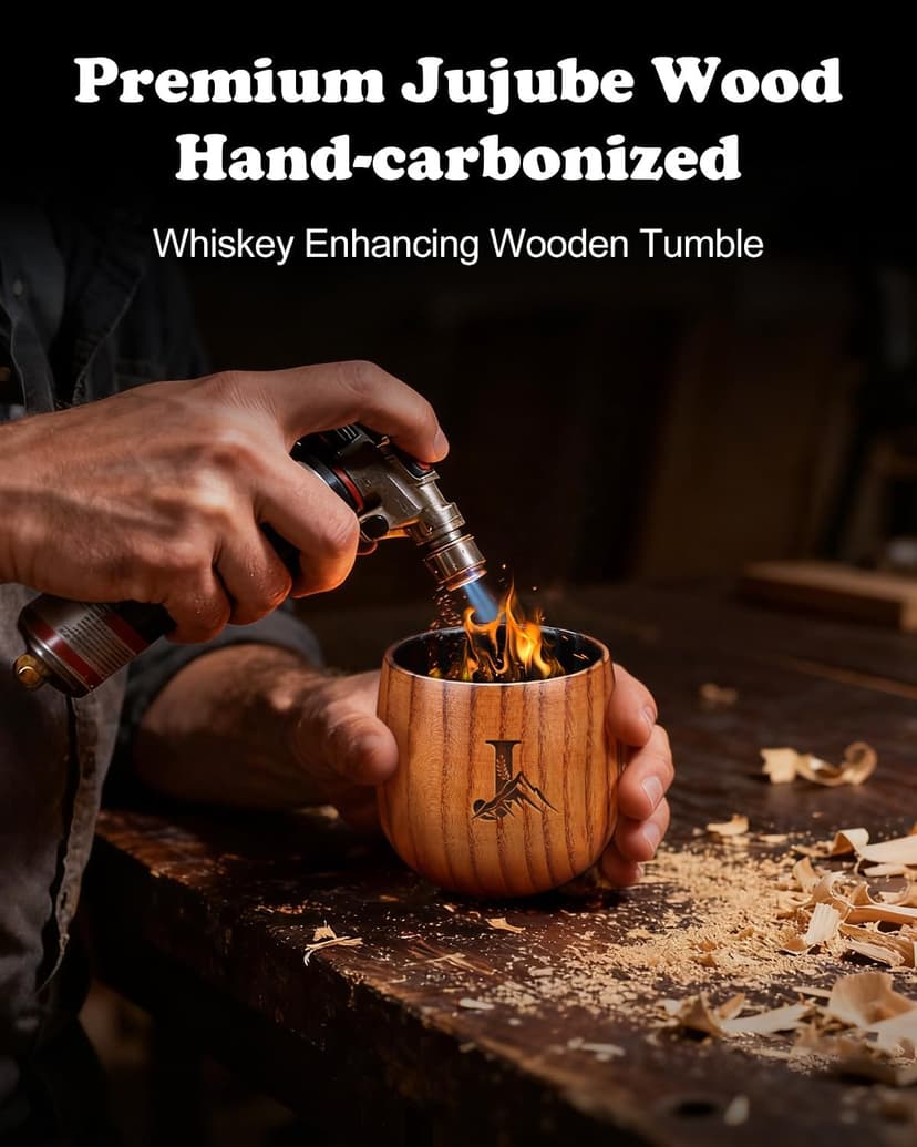 Whiskey Bourbon Gifts for Men Brother Him Personalized Charred Wooden Bourbon Drinkins Glass, Eneraved Whiskey Tumbler Cup J Birthday Gifts for Men Dad Husband Whiskey Glass Anniversary Groomsmen Gift B0FRLJKQFP