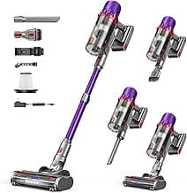 Cordless Vacuum Cleaner - Powerful Stick Vacuum with HEPA Filter, 55-Min Runtime, LED Light, Anti-Tangle Brush, Detachable Battery, Lightweight for Home, Pet Hair, Carpets & Hard Floors