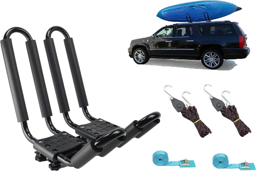 A01 Kayak Roof Rack for SUV Car Top Roof Mount Carrier J Cross Bar Canoe Boat (1 Pairs)