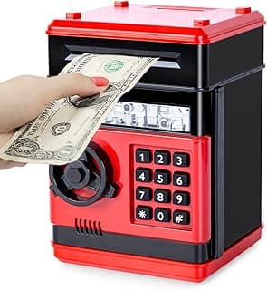 Refasy Piggy Bank Cash Coin Can ATM Bank Electronic Coin Money Bank for Kids Age 3-12, Money Savings Box Mini ATM Coin Bank Toys Gifts for 3 4 5 6 7 8 9 10 11 12 Year Old Boys Girls