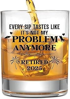 NewEleven First Christmas Retirement Gifts For Men 2025 - Coworker Leaving, Goodbye Gift, Farewell Gifts For Coworkers, Friends, Dad, Grandpa - Retirement Gift From Friend, Colleague - Whiskey Glass
