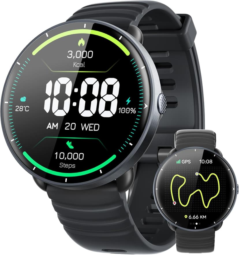 Parsonver Parsonver Swimming Smart Watch, 5ATM Waterproof for Pool & Open Water, Built-in GPS & Compass, AMOLED Screen Fitness Tracker with 100+ Sports Modes, Heart Rate & Sleep Monitor, AI Swim Analysis, Black