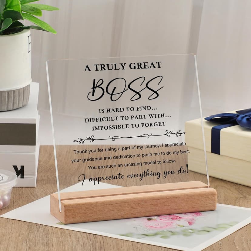 Best Birthday Thank You Retirement Farewell Gifts for Female Boss Leader, Boss Inspirational Gifts Appreciation Keepsake Funnli Boss Gifts for Women Men, Bosses Day Gifts for Boss Lady Plaque B0C6XJX64Z