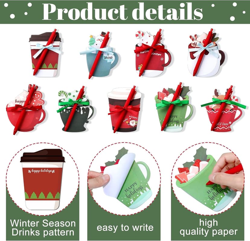 Christmas Holiday To-do List, Winter Themed Notepads for Coworkers Employees Staff, Office Study Work Gifts Party Favors Geyee 9 Sets Christmas Coffee Cup Notepad with Pen Office Gifts B0B8Z63J2N