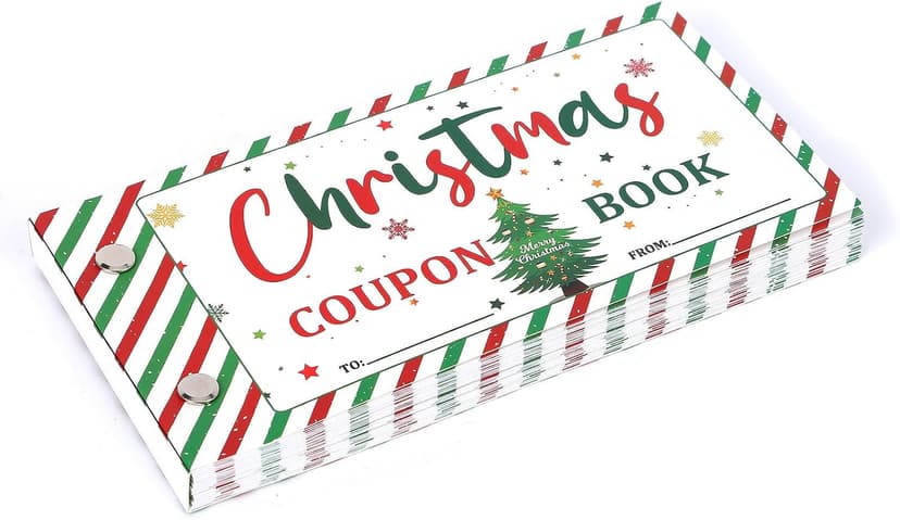 20 Pre-printed Xmas Themed Coupons, 10 Blank Cards, Unique Holiday Activity Rewards Cards, Family Secret Santa Gift Idea DIY Christmas Coupon Book, Fun Holiday Themed Coupons for Family B0DF7L2XBZ