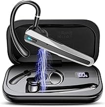 Atheewon Bluetooth Headset V5.3, Wireless Headset with ENC Noise Canceling Mic, 120Hrs Talk Single-Ear Bluetooth Earpiece, LED Display, IP7 Waterproof Hand-Free Earphone for Business/Trucker/Driver