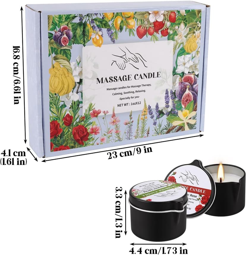 1oz Low Temperature Body Oil Scented Candles for Home Spa & Relaxation 12pcs Massage Oil Candle,Moisturising Natural Soybeans Gift Sets B0G4PYMTJP