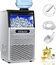 100LBS/24H Commercial Ice Maker Machine, Dual Water Inlet Under Counter or Freestanding Ice Machine, 36 Cubes/Cycle with 22LBS Storage for Home, Bar, Restaurant, Coffee Shop