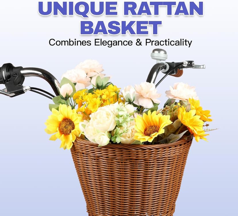 26 Inch Beach Cruiser Bike for Women, Hybrid Womens Bike with 7 Speed, Adjustable Seat, Lightweight Women Beach Cruiser Bike with Anti-Skid Tires, V-Brakes