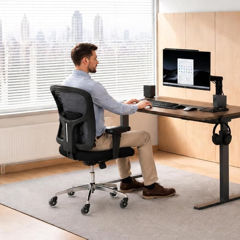 Big and Tall Office Chair 600lbs, Heavy Duty Ergonomic Mesh Chair, Computer Executive Desk Chair with Wide Thick Seat, Adjustable Armrests, Lumbar Support (Black, 601LBS) (Black, 601LBS)