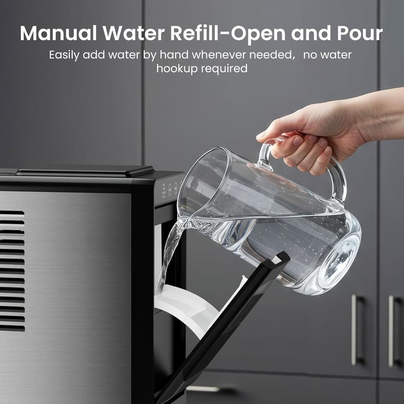 Kismile Portable Countertop Ice Maker Machine, 26lbs Ice in 24Hrs, Self-Cleaning Ice Maker with Selectable Ice Size & Internal Light, Compact Design for Home/Kitchen/Bar
