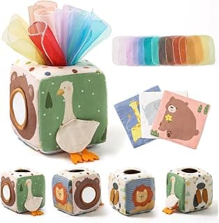 Youuys Baby Tissue Box Toy for Babies 6-12 Months, Montessori Sensory Toys for 1 Year Old Boy, Infant Toy with Crinkle Tissues & Fine Motor, for 6 9 12 18 Months Old Kids 1st Birthday B0DB454GQM