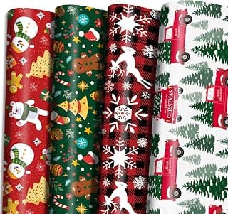 OHOME Christmas Wrapping Paper - Jumbo Sheets - Christmas Decorations Bags | Red, Green and White Tissue Paper - Gifts for Kids Men Women | Xmas Party Favors,29" x 42" B0D99NM76S