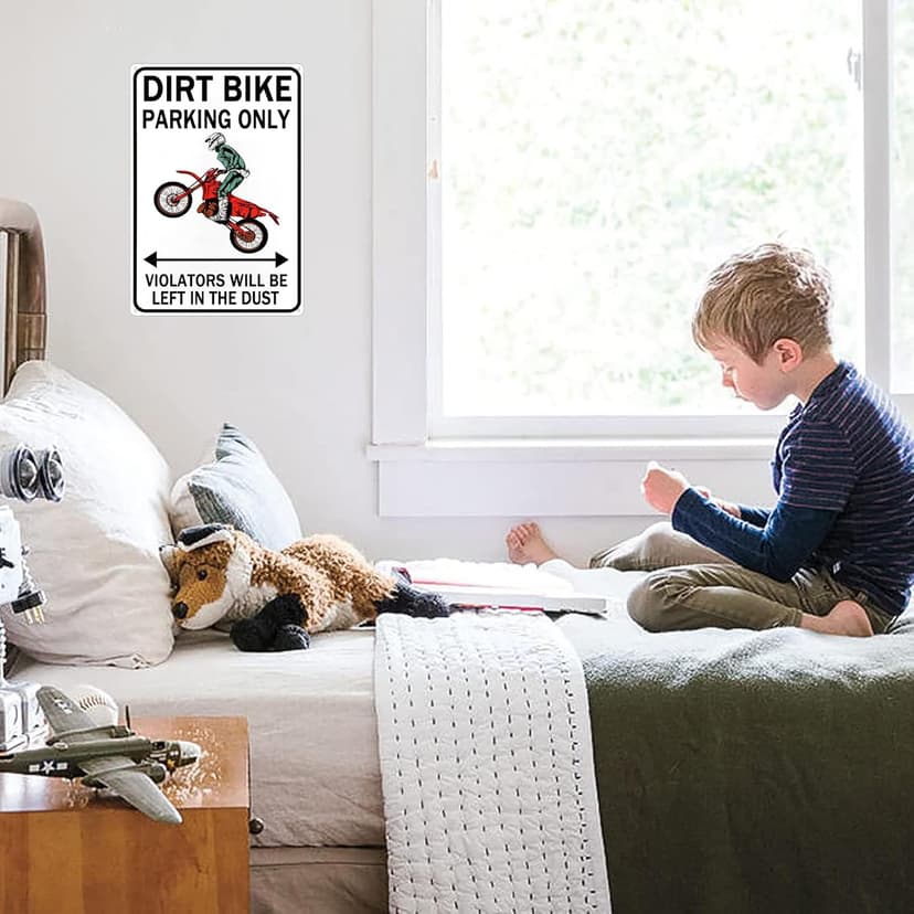 Dirt Bike Accessories Boys Motorcross Gifts Funny Dirty Bike Parking Only Vintage Tin Sign for Man Cave Boy's Room Garage Wall Decor 8x12 Inch (3064)