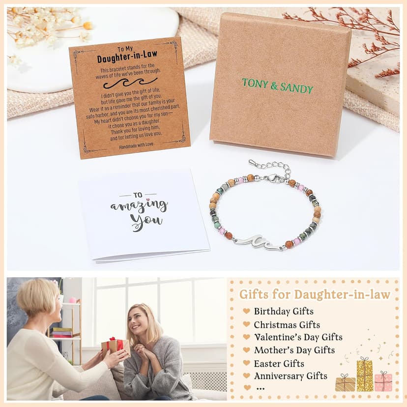 TONY & SANDY Friend Gifts for Women, Unique Birthday Gifts for Women, Sister Gift from Sister, Wave Bracelet, Christmas Stocking Stuffers for Woman Female, Bestie Friendship Bracelets B0FQN355M9