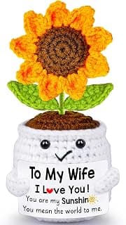 Gifts for Wife Her from Husband, To My Wife Handmade Crochet Mini Sunflower Doll, Valentines Anniversary Wedding Birthday Romantic Gifts for Women Her, Mothers Day I Love You Cute Sweet Gift for Wifey B0FBGBBDMK