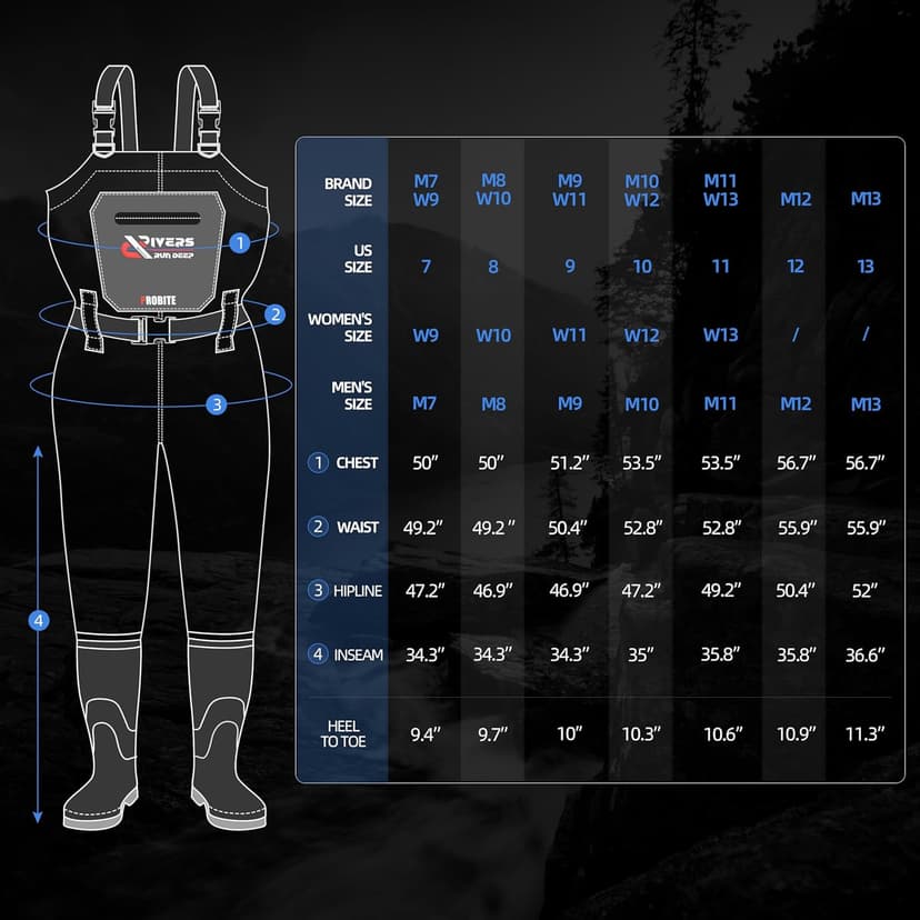 Upgraded 210D Nylon Chest Waders with Boots - Waterproof PVC Fishing & Hunting Waders for Men, Breathable Wading Gear