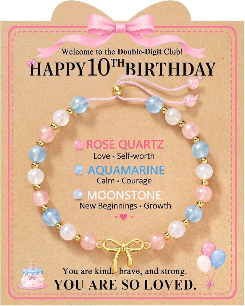 UPROMI 8/9/10 Year Old Girl Birthday Gifts - Bow Crystal Bracelet B0HD6CWC7K