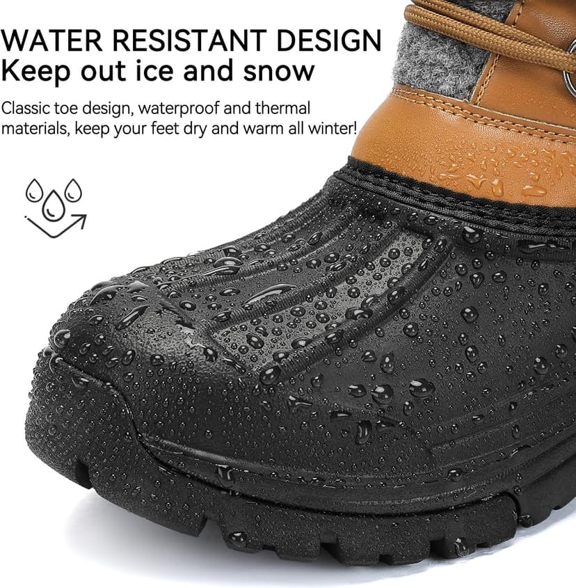 DOBOLIN Womens Winter Snow Boots Duck Waterproof Boots for Women Warm Cozy Mid Calf Booties for Cold Weather