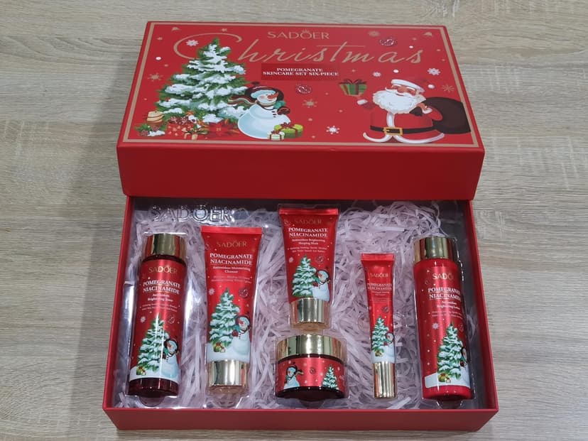 Christmas Gifts 6 Pcs Skin Care Set Pomegranate Moisturize Soothe Hydrate Gifts for Teenage Girls Stocking Stuffers Christmas Gifts for Women-Cleanser,Toner,Lotion,Face Cream,Eye Cream,Sleep Mask