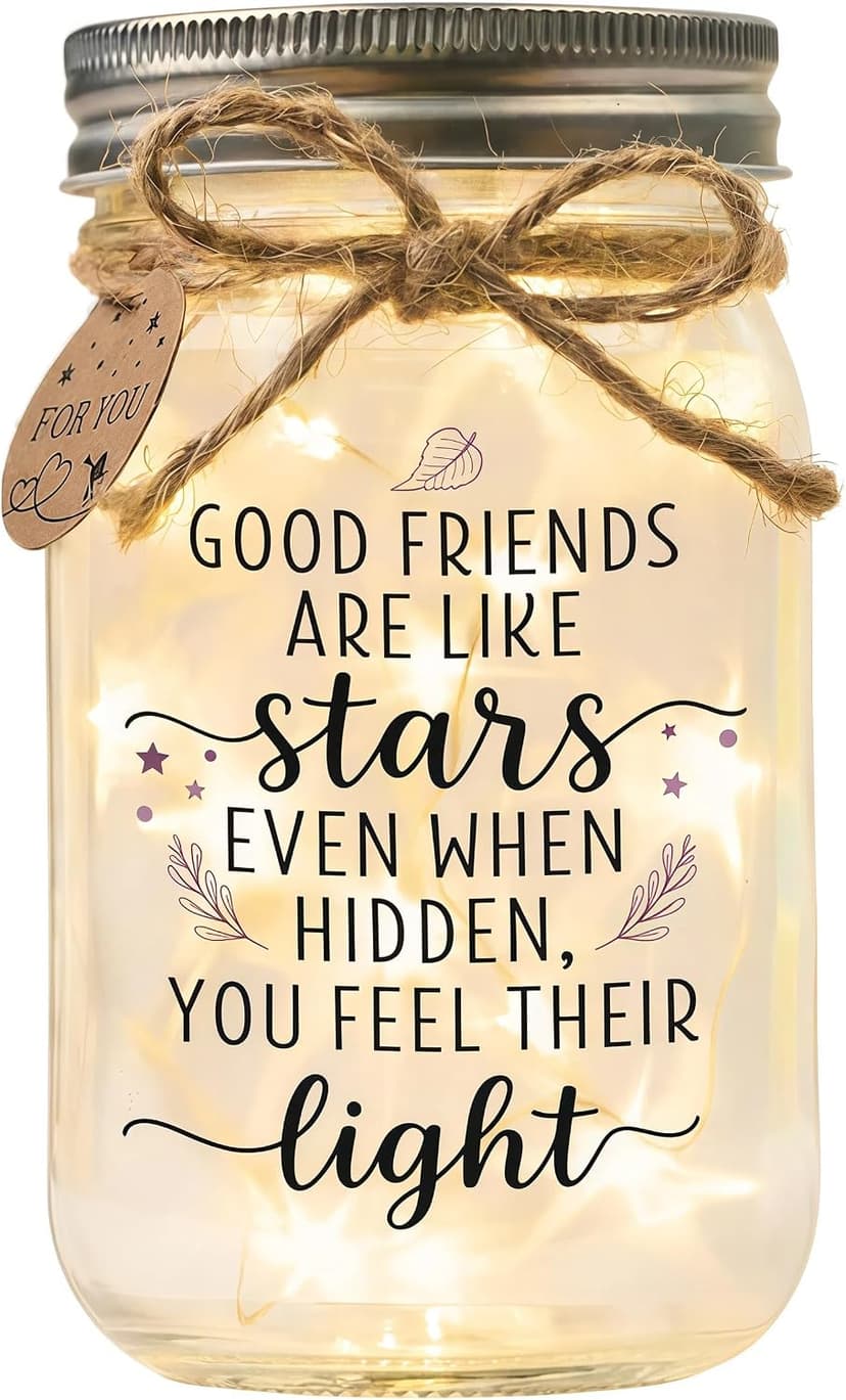 Thanksgiving & Christmas Gift for Women, Best Friend Gift for Women, Warm LED Keepsake for Birthdays and Farewells Friendship Gifts for Women, Best Friend Birthday Gifts Mason Jar Light B0FMD5RWXY