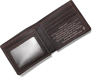 Personalized Engraved Leather Wallet for Dad Son Husband Boyfriend - Perfect for Christmas Anniversary Birthday Fathers Day Valentines Graduation Wedding - Custom Love Message Bifold Wallets for Men