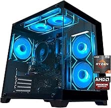 YAWYORE Gaming PC Desktop Computer AMD Ryzen 5 5600GT,16GB DDR4 3200MHz,1TB M.2 NVMe PCle,550W 80PLUS PSU,WiFi,Game Design Office Console,Sea View Room, Towers Prebuilt PC (Black)
