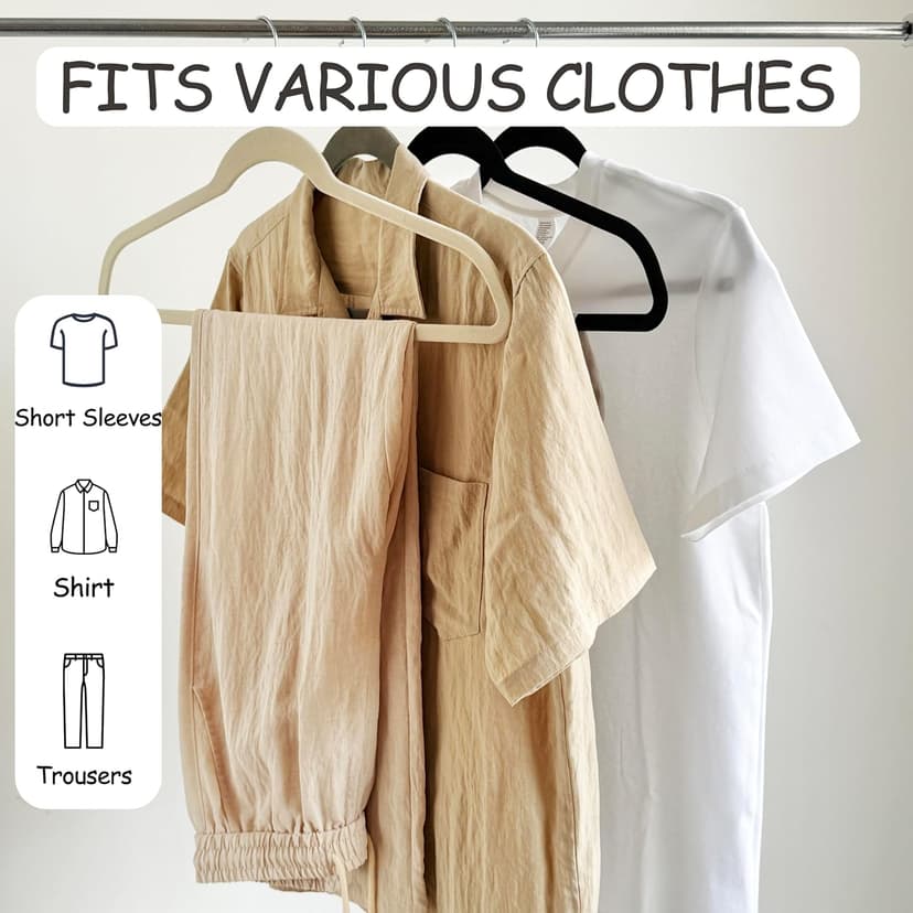 Urby Extra Wide Hangers for Plus Size Clothes, Ganchos para Colgar Ropa,21 Inch Super Plus Size Hangers Ideal for XL, XXL Shirts, Coats, Dresses, Etc. Velvet. Black. 24pk.