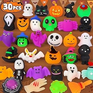 OCATO 30Pcs Halloween Mochi Squishy Toys Halloween Party Favors for Kids Halloweens Toys for Trick or Treat Bulk Non Candy Halloweens Treats Gift Goodie Bags Fillers Party Supplies for Kids Boys Girls