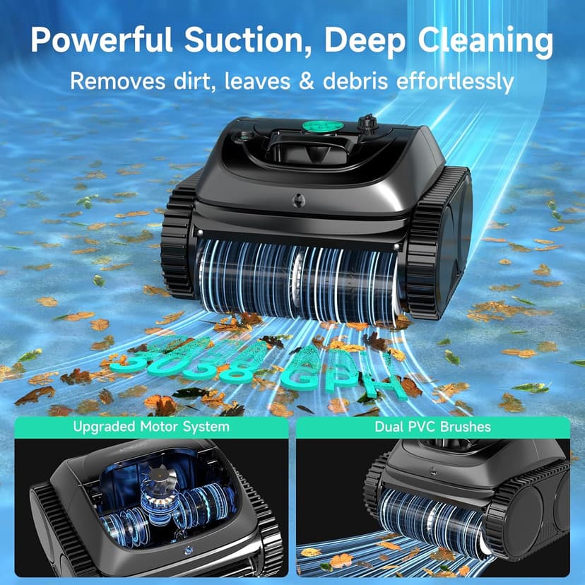 (2026 Upgrade) WYBOT C1 Cordless Robotic Pool Vacuum for Inground Pools, Above Ground Pool Cleaner 4-in-1 Wall & Waterline Cleaning Up to 1,614sq.ft, 150mins Smart Navigation, App Support