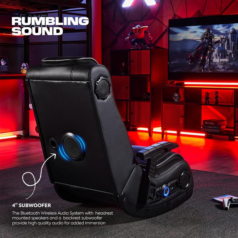 X Rocker Video Gaming Floor Rocker Chair, Built-in Audio, College Dorm Essentials for Guys and Girls, Bedroom, Foldable, Gifts for Gamers
