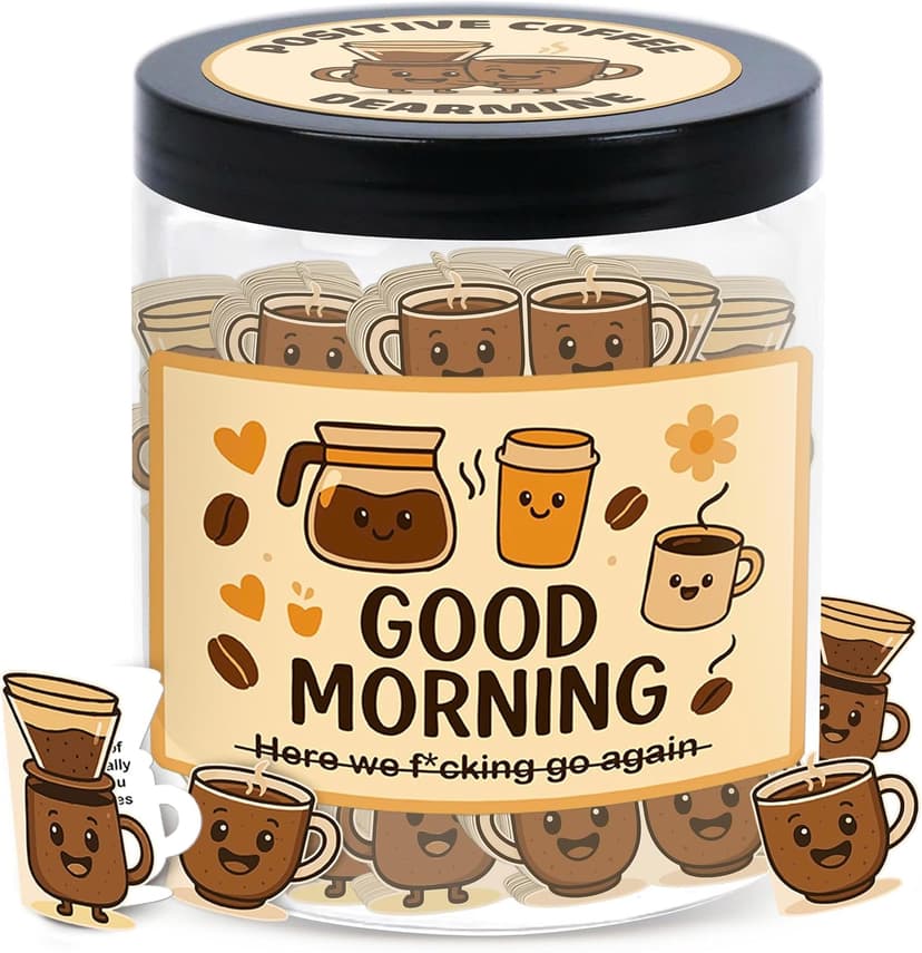 Positive Coffee Jar with 60 Affirmation Cards, Coffee Gifts For Women and Men, Dad, Mom, Coffee Themed Lover Gift, Emotional Support Latte, Cheer Up Funny Gag Gifts for Best Friends, Coworkers B0F6SGJJKC