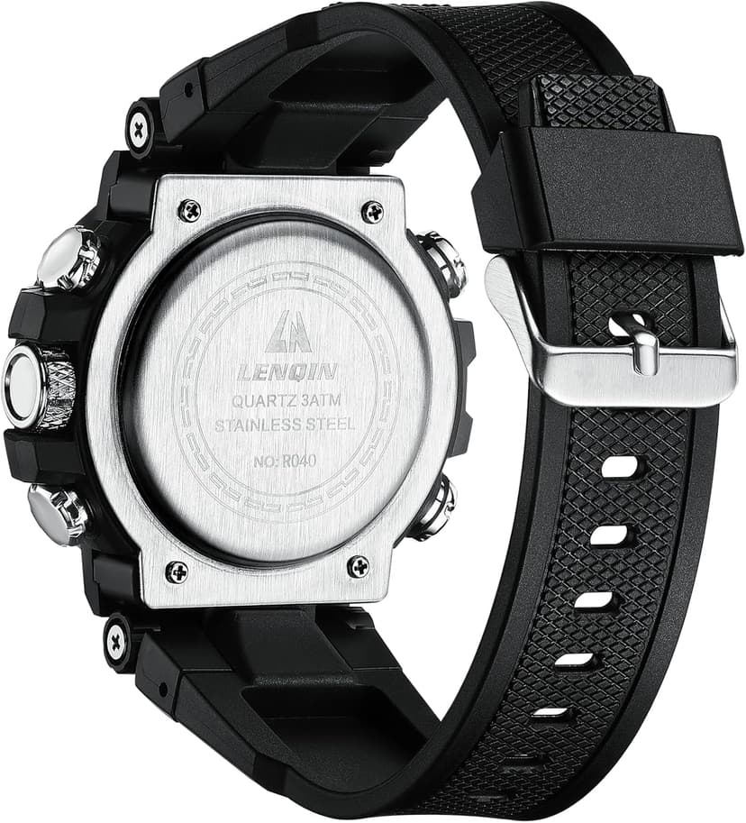 LN LENQIN Mens Watches Digital Military Watch for Men Stopwatch Army Survival Tactical Sports Outdoor Big Face Waterproof Men's Wrist Watches with LED Backlight/Timer/Alarm/Date