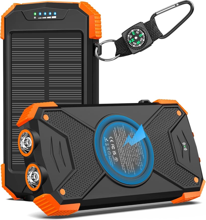 20W USB-C battery pack, battery bank, IPX5 waterproof, 2 flashlights, camping essentials, hiking gear, emergency solar backup BLAVOR Solar Power Bank 10,000mAh Portable Wireless Charger for Cell Phones B07FDXDB3W