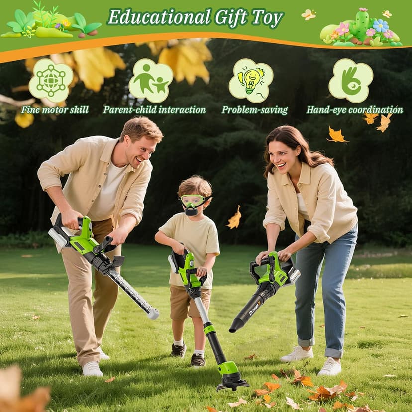 Kids Toy Tool Set, 3-IN-1 Power Garden Lawn Tools with Sounds & Lights, Volume, Toy Weed Wacker, Leaf Blower&Hedge Trimmer, Outdoor Play Toy Tools, Christmas Birthday Gifts for Boy Toys 3 4 5 6 7 8+ B0FJ262MMT
