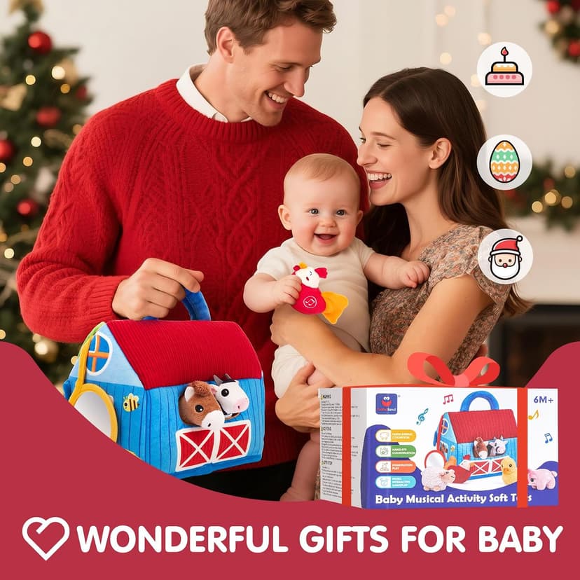 6PCS Farm Toys Montessori Toys for 6 Month Old Baby Gifts Toddlers Christmas Stocking Stuffers 1 Year Old Boy Girl Gifts hahaland Baby Toys 6-12 Months, Surprise Barn Farm Animals with Sounds Word B0F2HRNW75